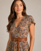 Miranda - Maxi-jurk Met Sierlijke Print En Bindriem