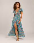 Myrna - Boho Maxi-jurk met Wikkelmodel en Hoge Split