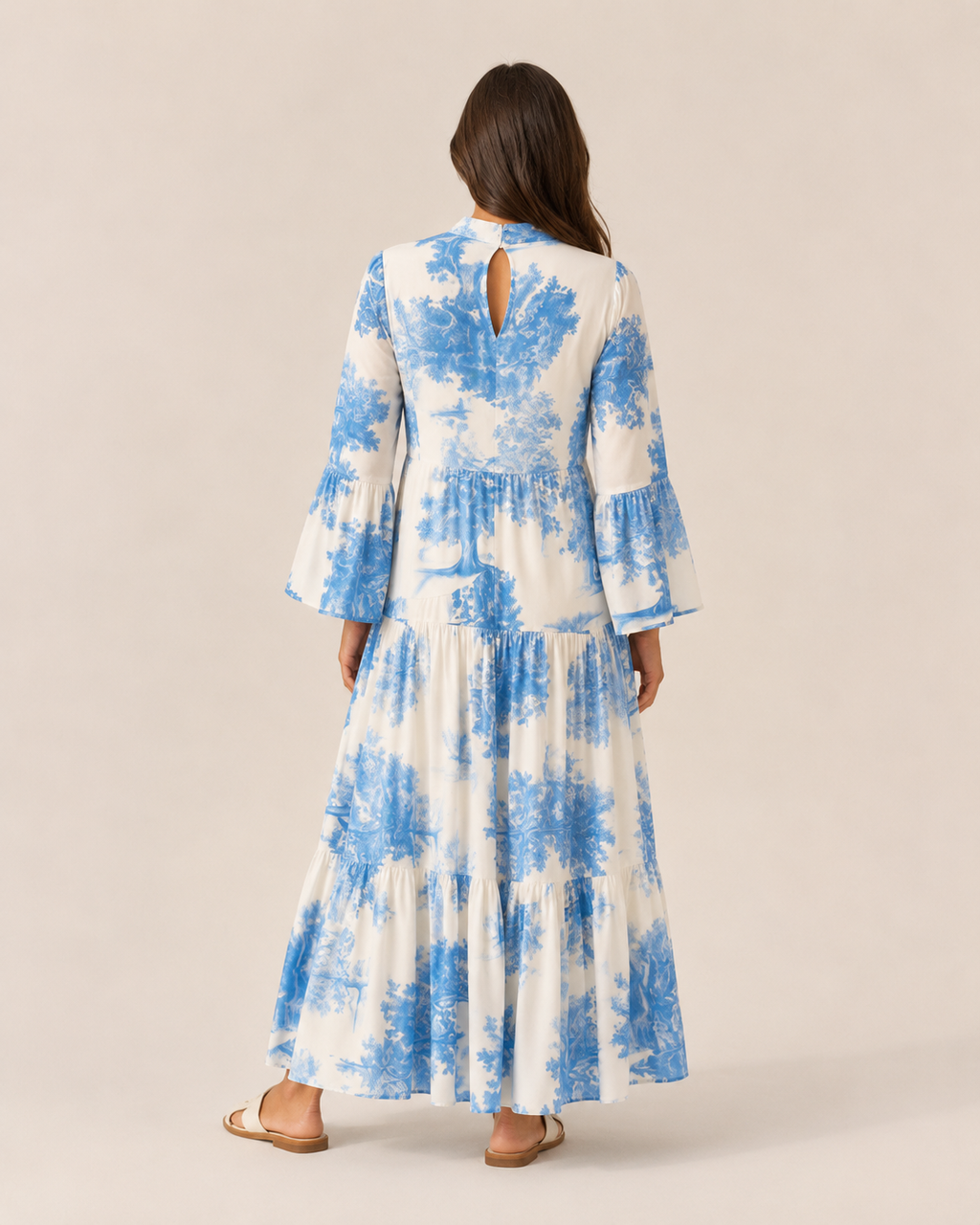 Marlinde - Maxi-jurk met Print en Knoopsluiting