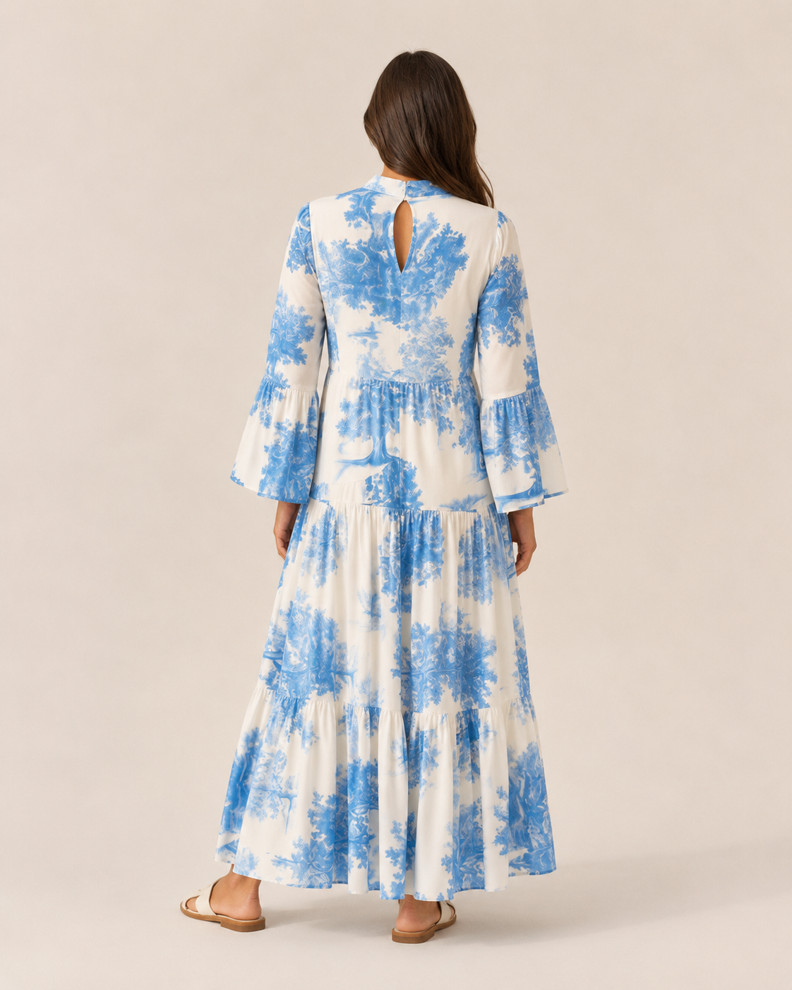 Marlinde - Maxi-jurk met Print en Knoopsluiting