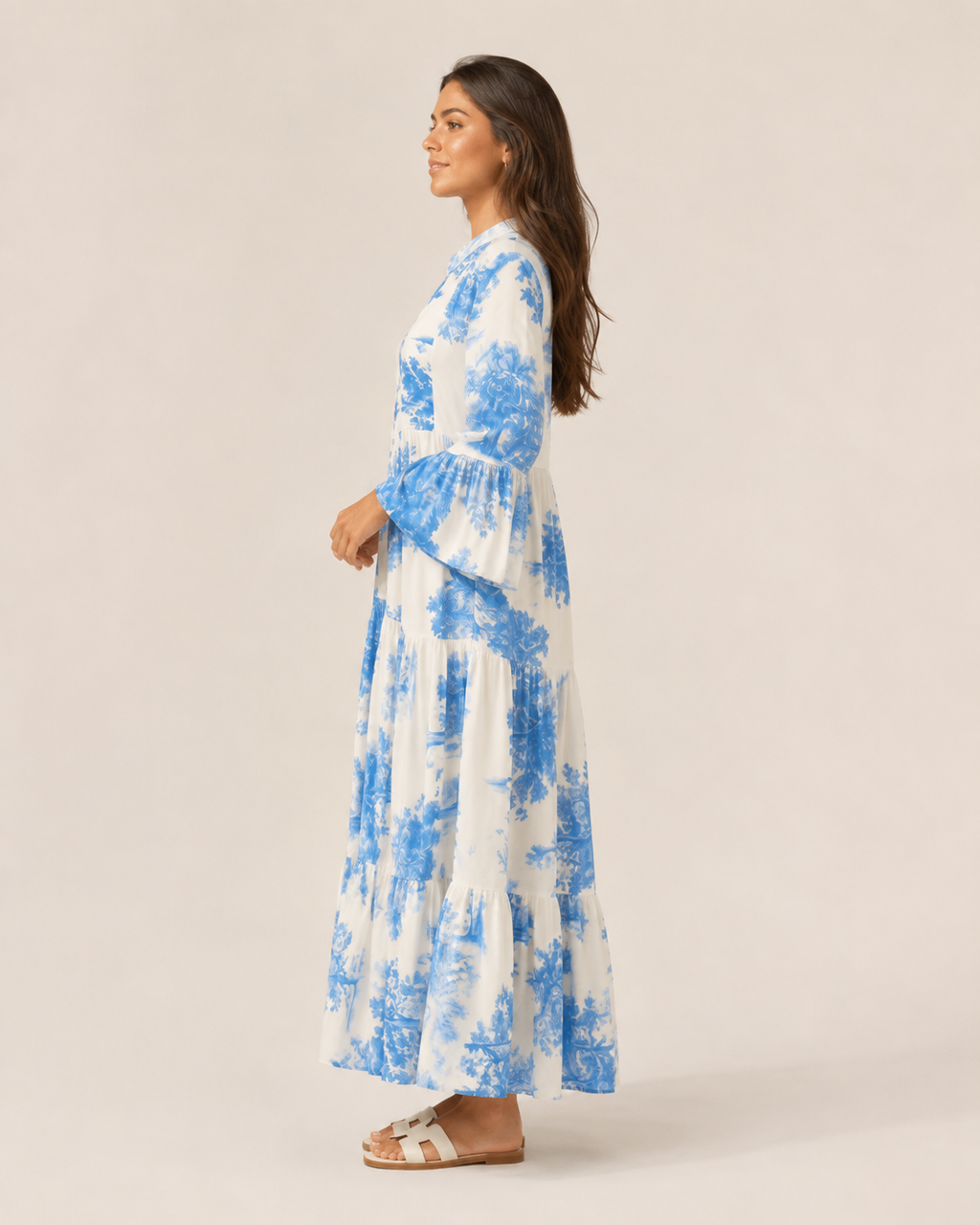 Marlinde - Maxi-jurk met Print en Knoopsluiting