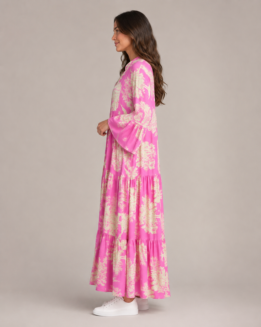 Marlinde - Maxi-jurk met Print en Knoopsluiting