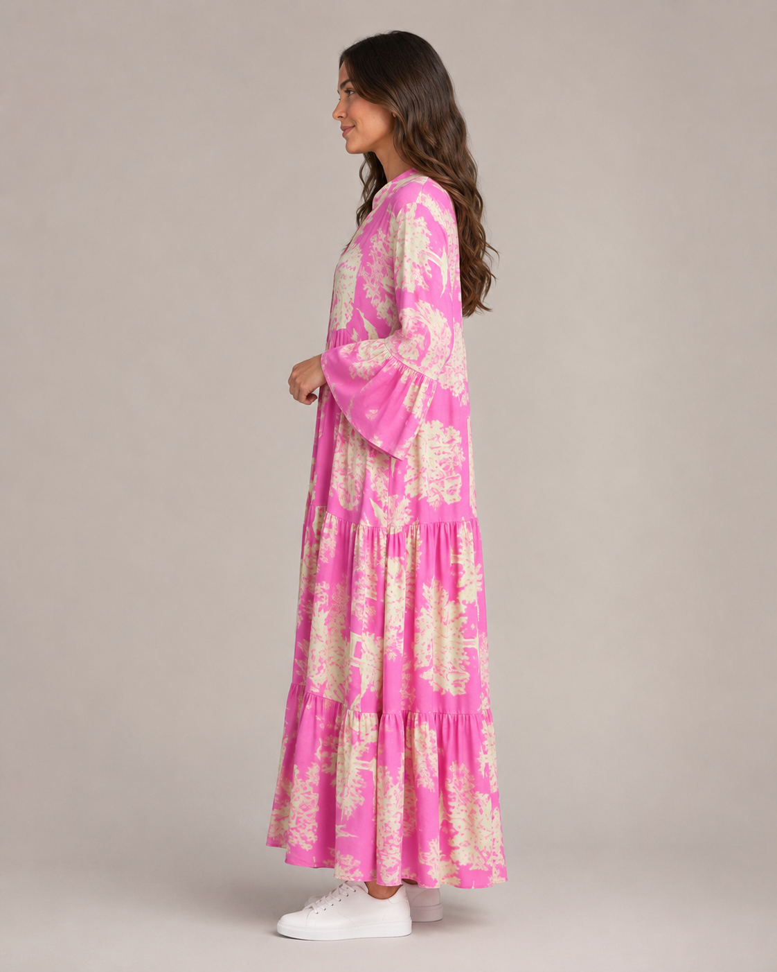 Marlinde - Maxi-jurk met Print en Knoopsluiting