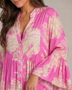 Marlinde - Maxi-jurk met Print en Knoopsluiting