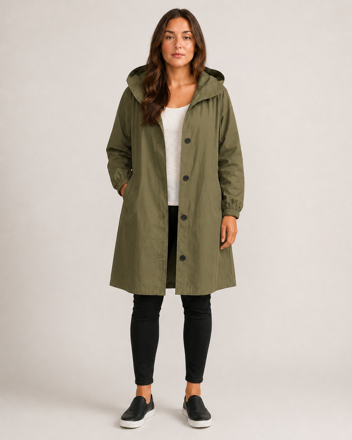 Hannelore - Waterdichte Dames Trenchcoat Met Afneembare Capuchon En Tailleband