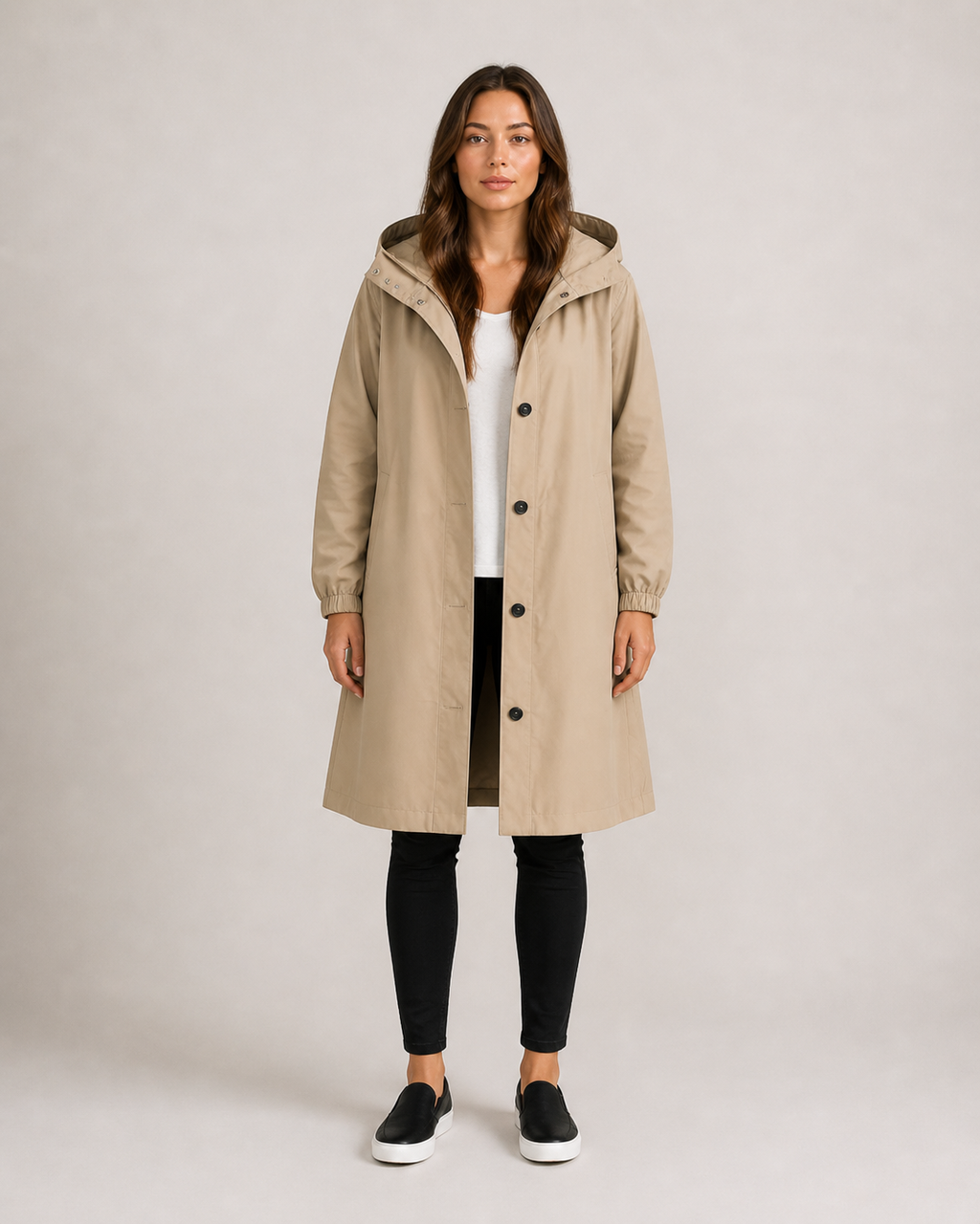 Hannelore - Waterdichte Dames Trenchcoat Met Afneembare Capuchon En Tailleband