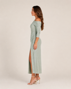 Héloane - Off-shoulder Glitterjurk Met Drapering En Hoge Split