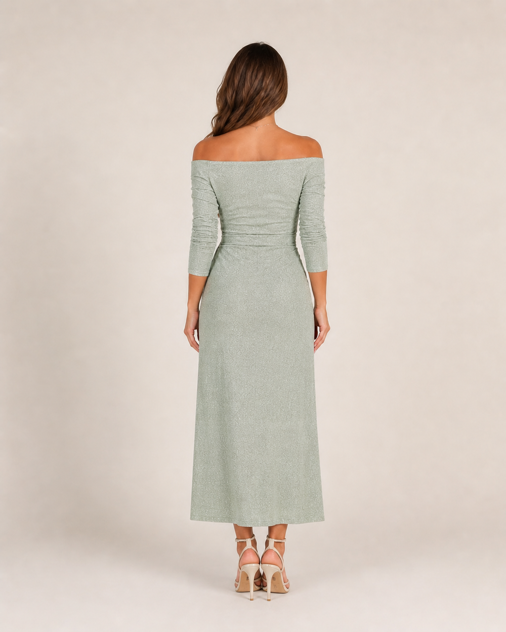 Héloane - Off-shoulder Glitterjurk Met Drapering En Hoge Split