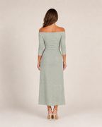 Héloane - Off-shoulder Glitterjurk Met Drapering En Hoge Split