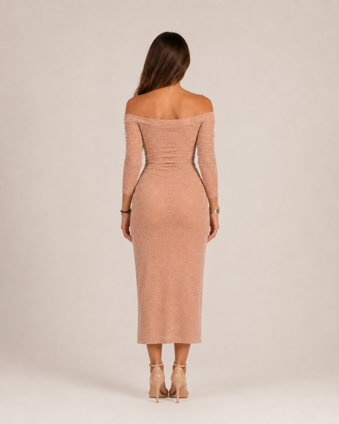 Héloane - Off-shoulder Glitterjurk Met Drapering En Hoge Split