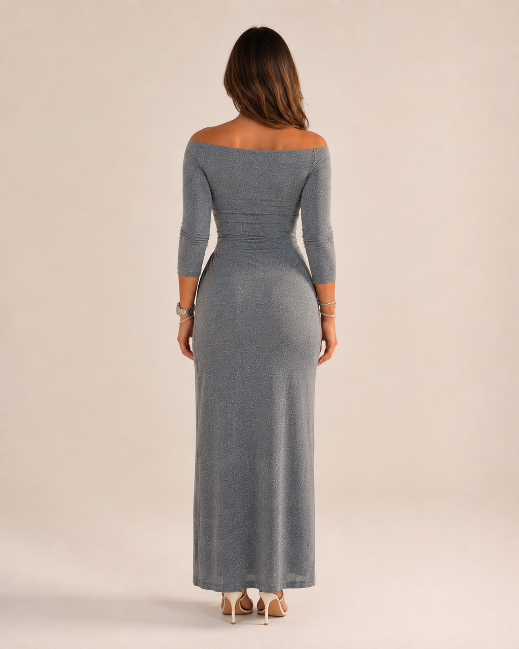 Héloane - Off-shoulder Glitterjurk Met Drapering En Hoge Split