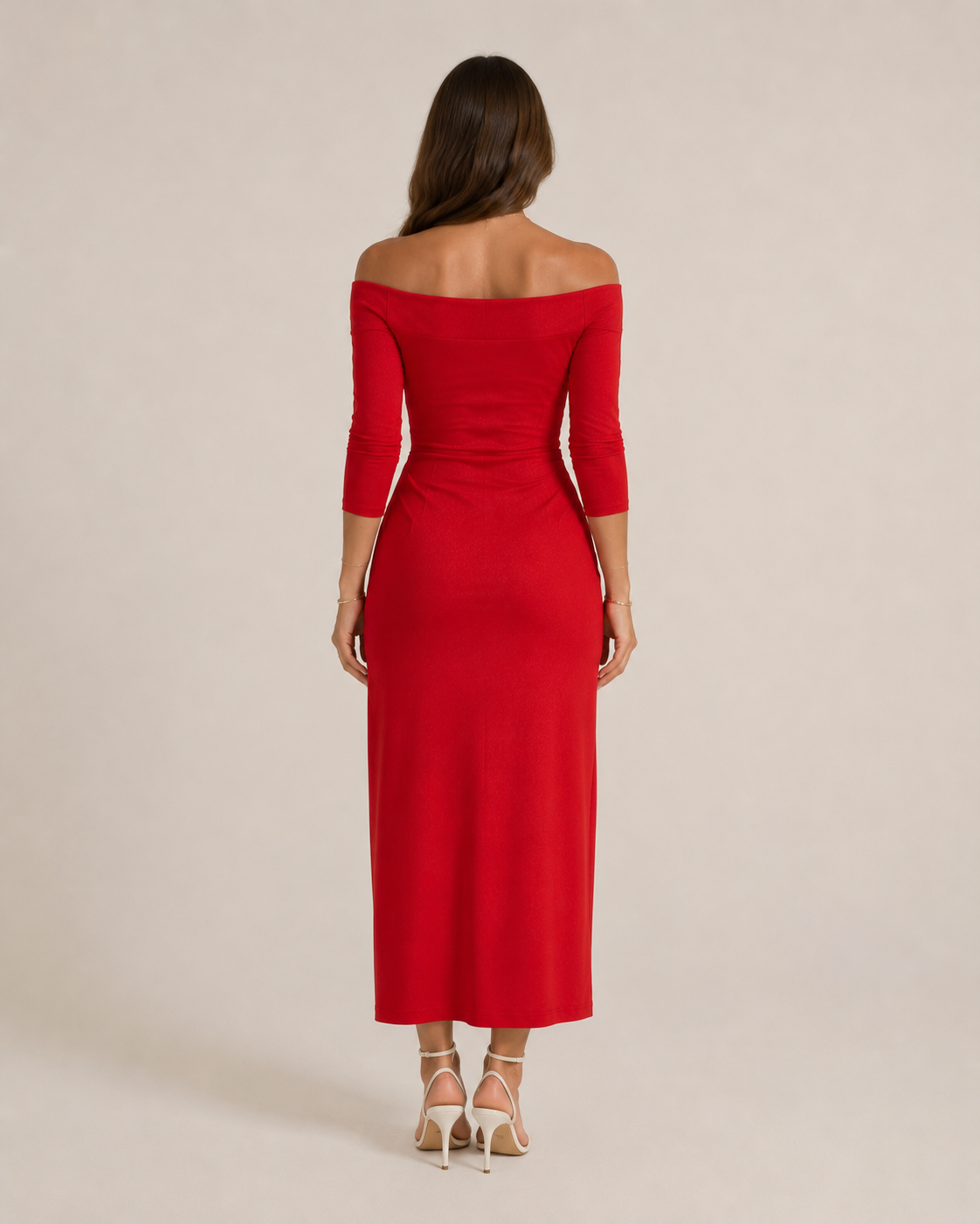 Héloane - Off-shoulder Glitterjurk Met Drapering En Hoge Split