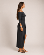 Héloane - Off-shoulder Glitterjurk Met Drapering En Hoge Split