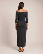 Héloane - Off-shoulder Glitterjurk Met Drapering En Hoge Split
