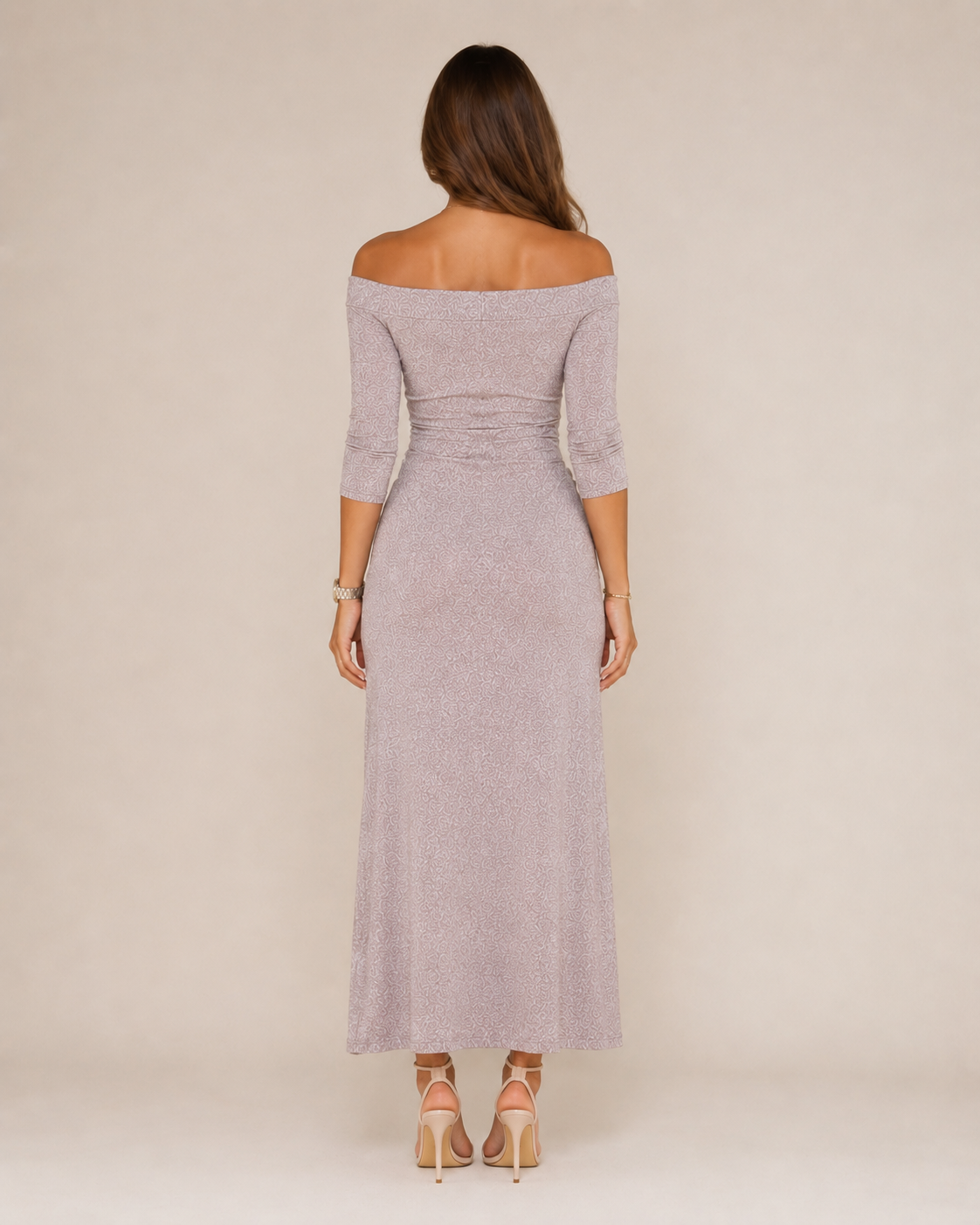 Héloane - Off-shoulder Glitterjurk Met Drapering En Hoge Split