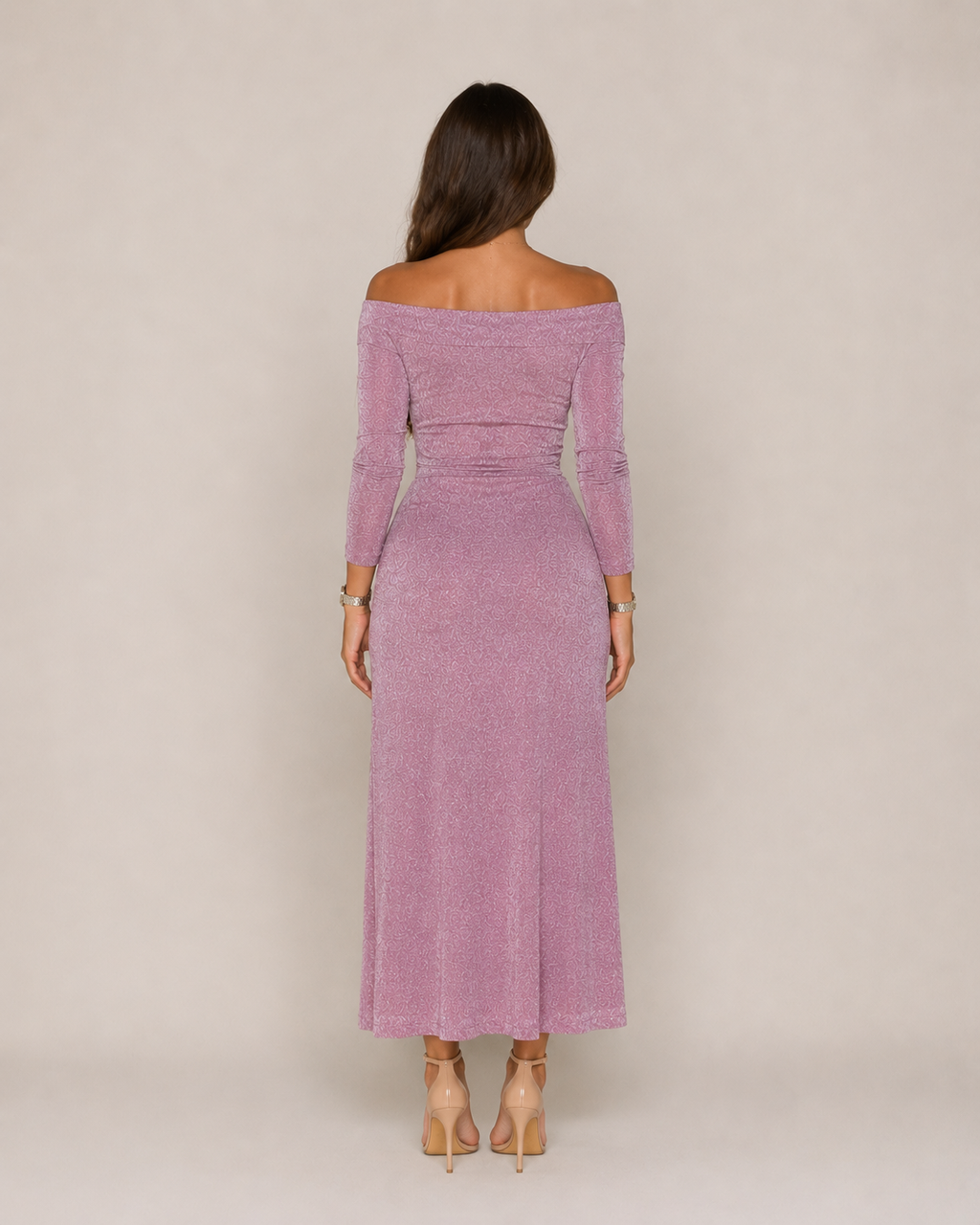 Héloane - Off-shoulder Glitterjurk Met Drapering En Hoge Split