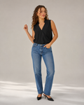 Nienke - Mouwloze Blouse met V-hals en Overslagdetail