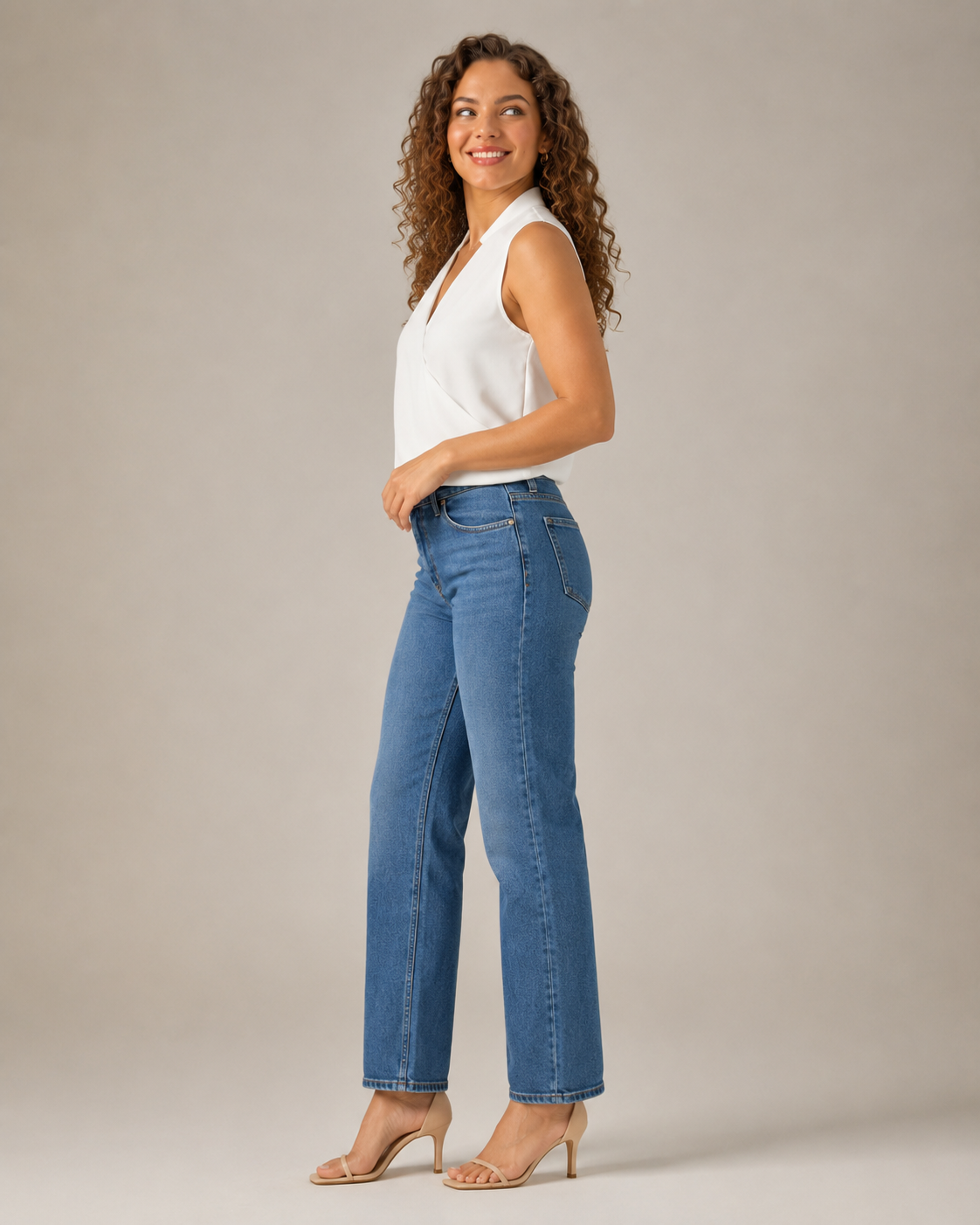 Nienke - Mouwloze Blouse met V-hals en Overslagdetail