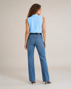 Nienke - Mouwloze Blouse met V-hals en Overslagdetail