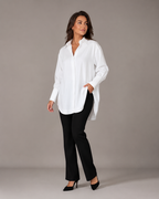Nynke - Oversized Katoenen Blouse met Klassieke Kraag