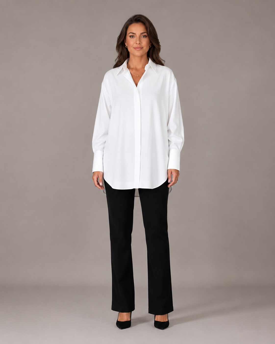 Nynke - Oversized Katoenen Blouse met Klassieke Kraag