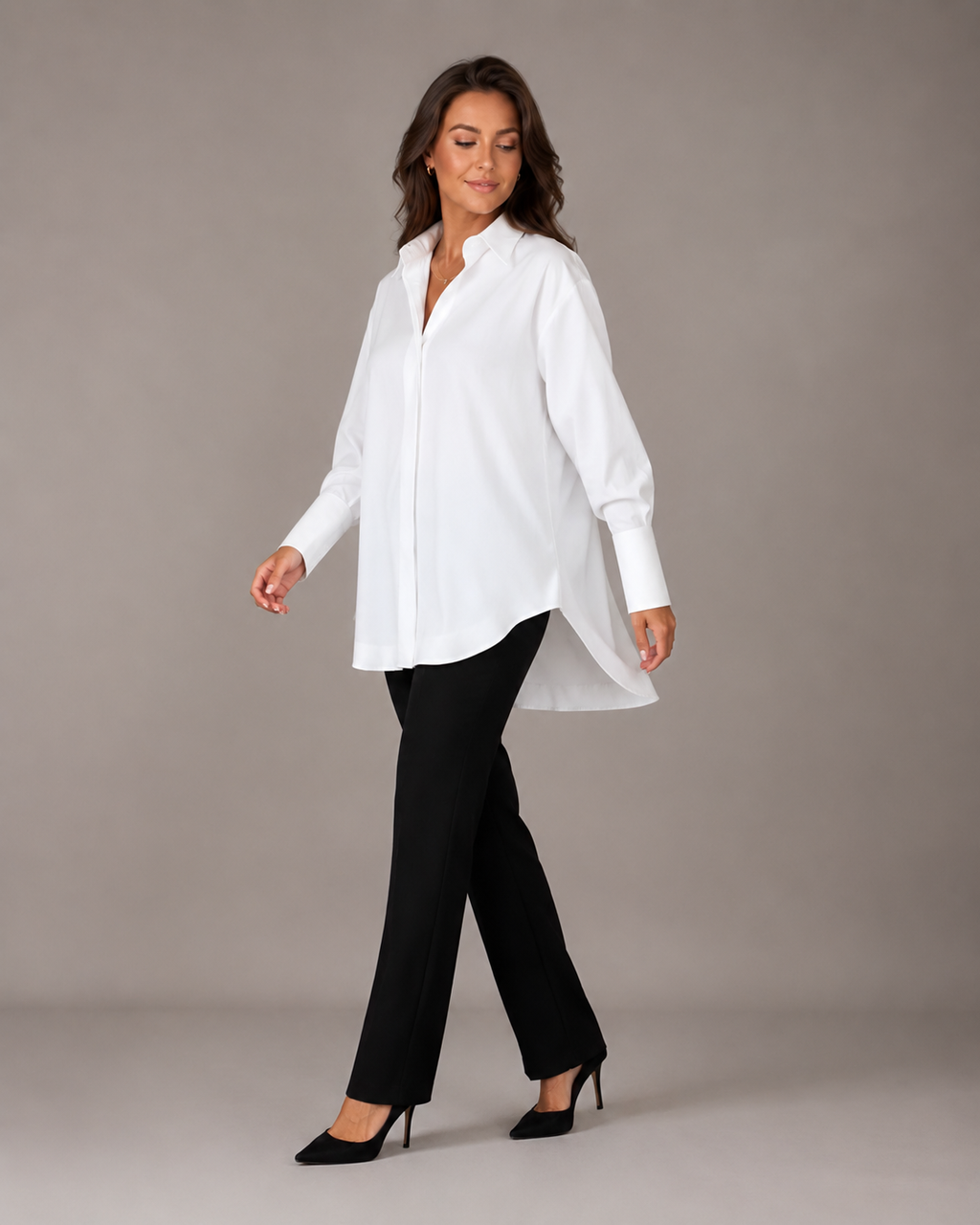 Nynke - Oversized Katoenen Blouse met Klassieke Kraag