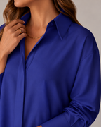 Nynke - Oversized Katoenen Blouse met Klassieke Kraag