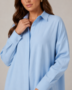 Nynke - Oversized Katoenen Blouse met Klassieke Kraag