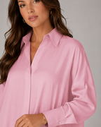 Nynke - Oversized Katoenen Blouse met Klassieke Kraag