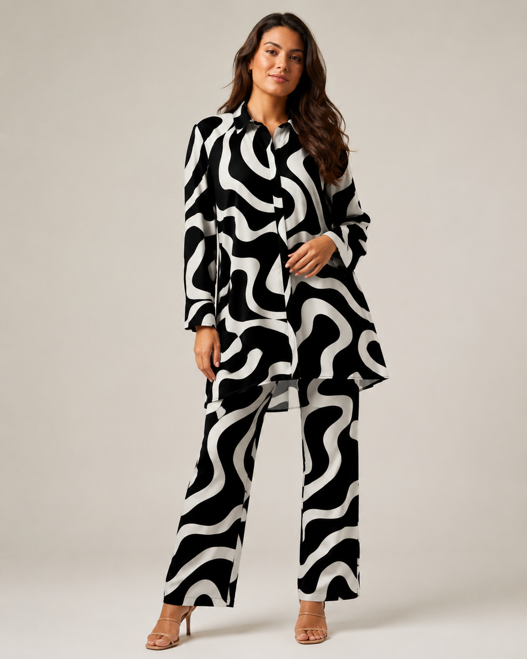 Naomi - Tweedelige Set met Vintage Print en Elastische Taille