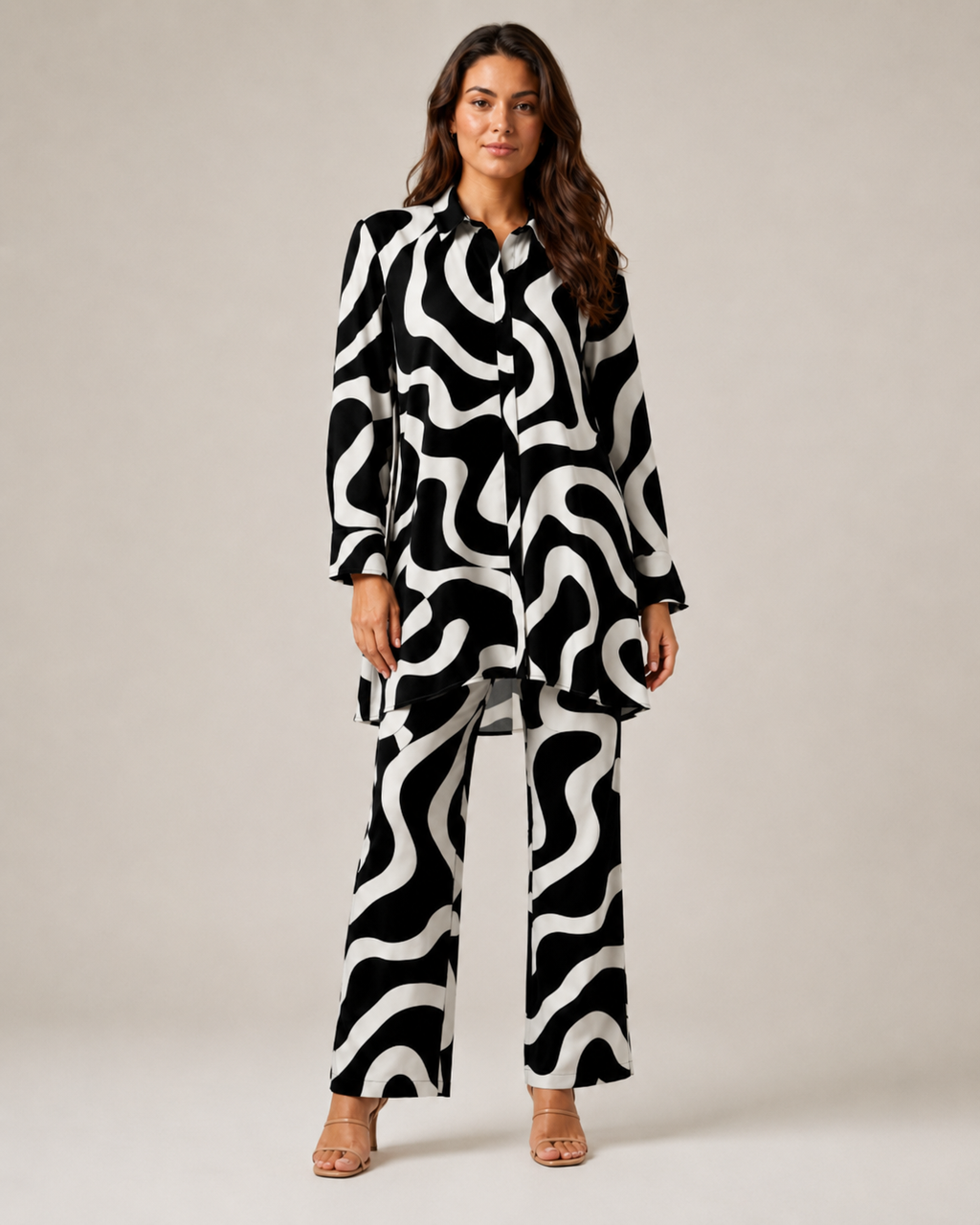 Naomi - Tweedelige Set met Vintage Print en Elastische Taille