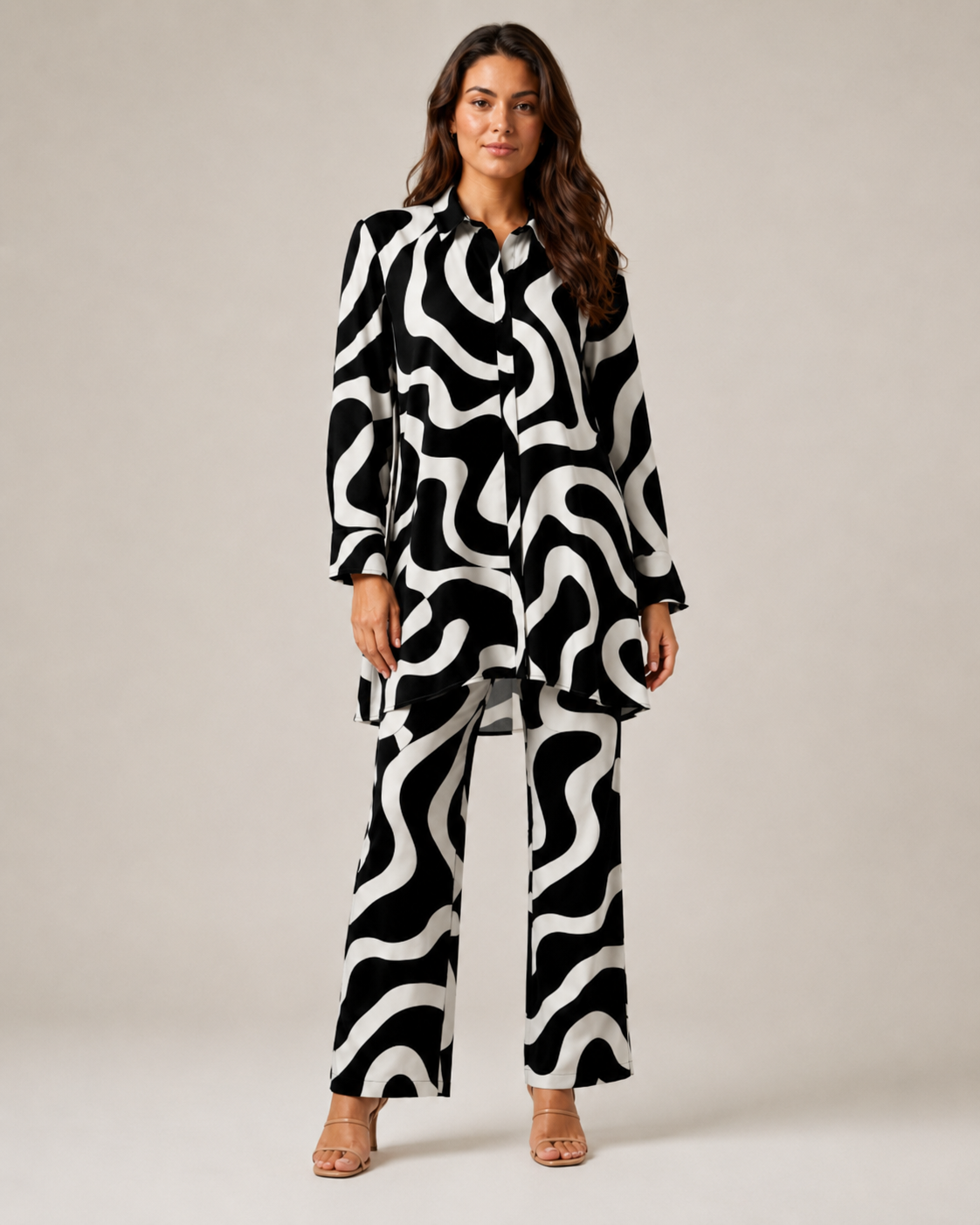 Naomi - Tweedelige Set met Vintage Print en Elastische Taille