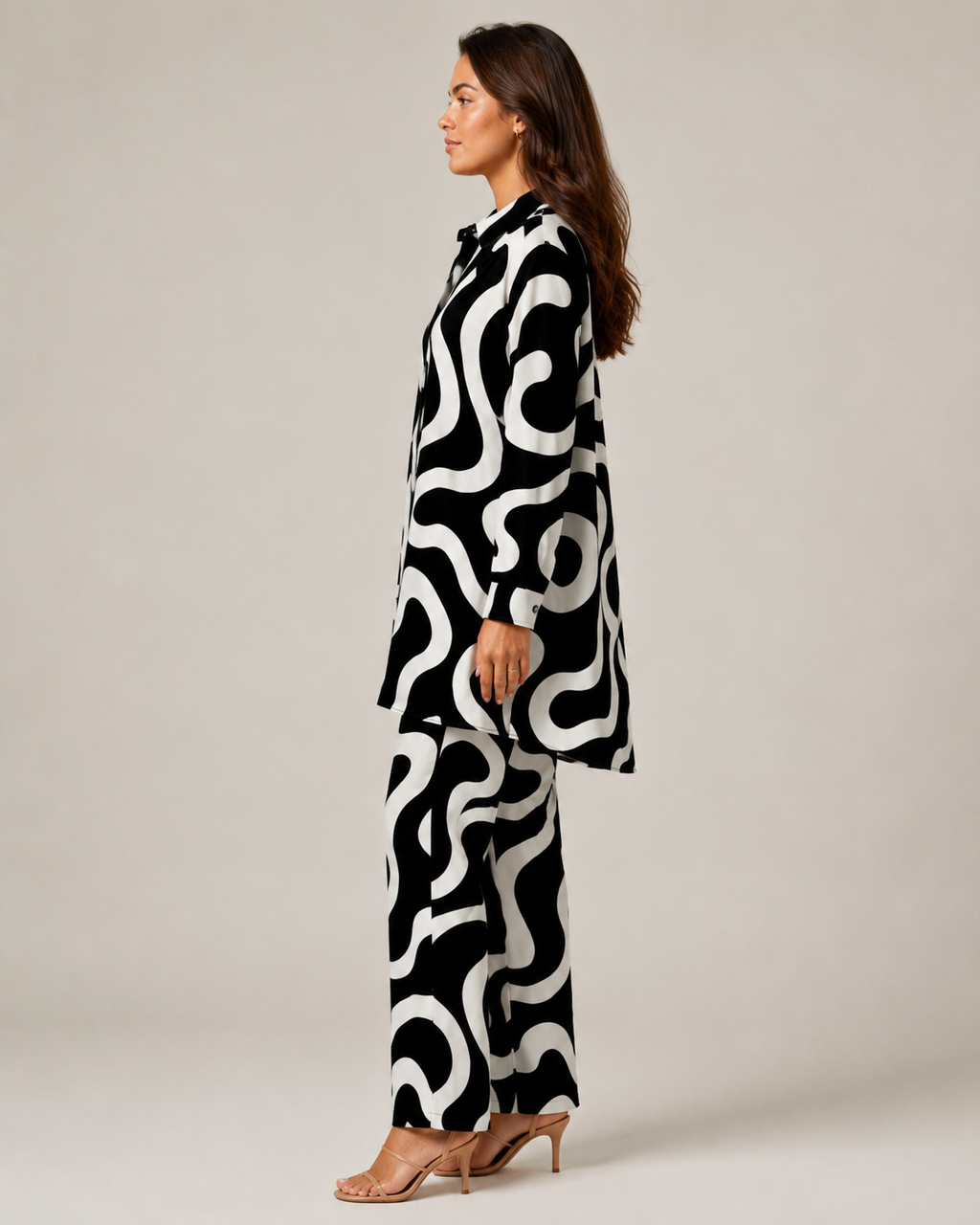 Naomi - Tweedelige Set met Vintage Print en Elastische Taille
