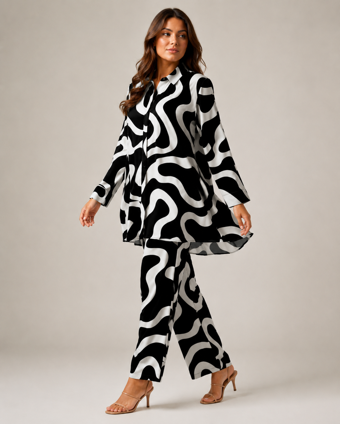 Naomi - Tweedelige Set met Vintage Print en Elastische Taille