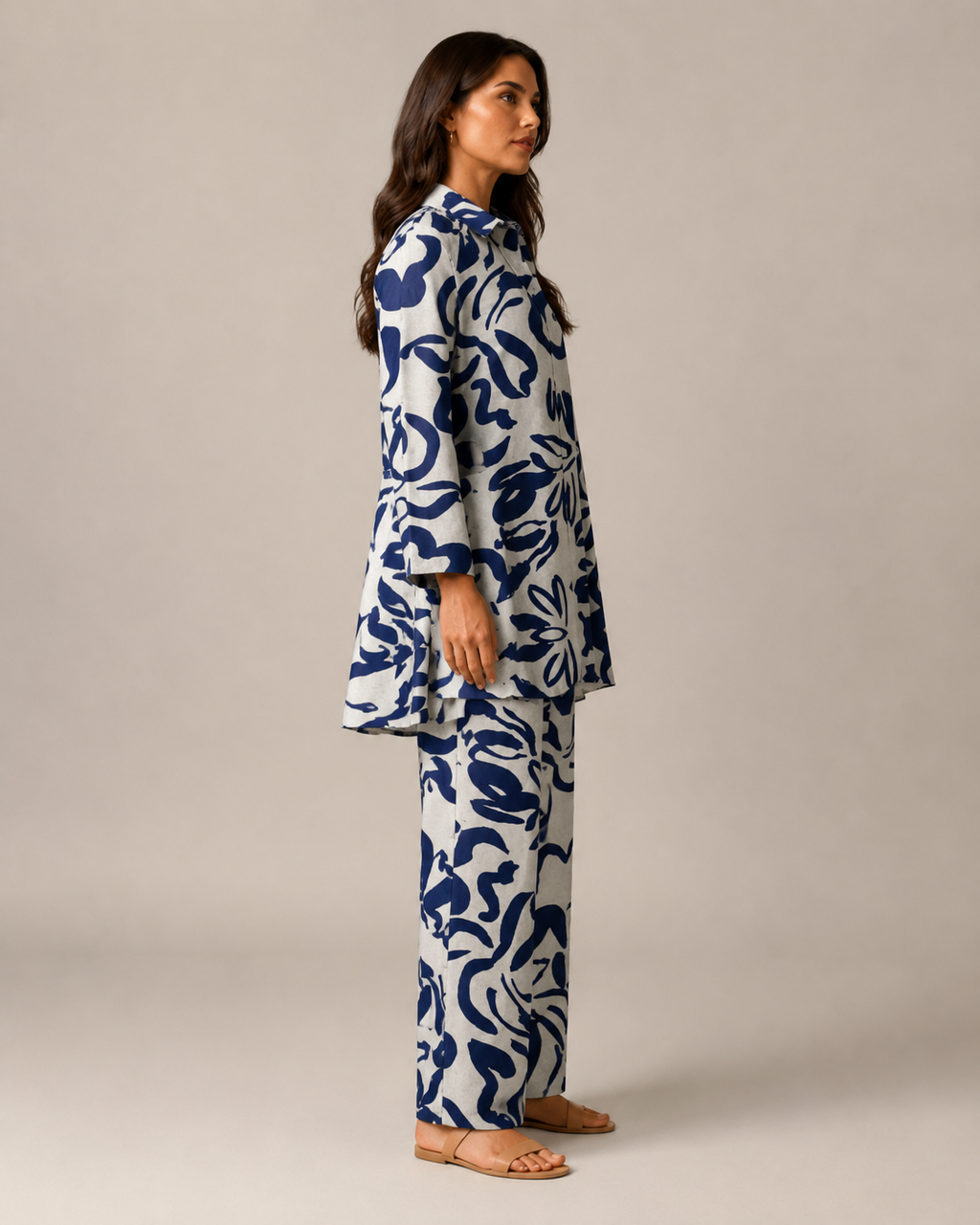Naomi - Tweedelige Set met Vintage Print en Elastische Taille