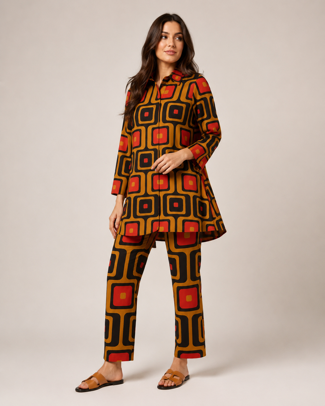 Naomi - Tweedelige Set met Vintage Print en Elastische Taille