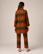 Naomi - Tweedelige Set met Vintage Print en Elastische Taille