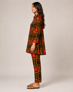 Naomi - Tweedelige Set met Vintage Print en Elastische Taille