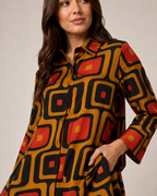 Naomi - Tweedelige Set met Vintage Print en Elastische Taille