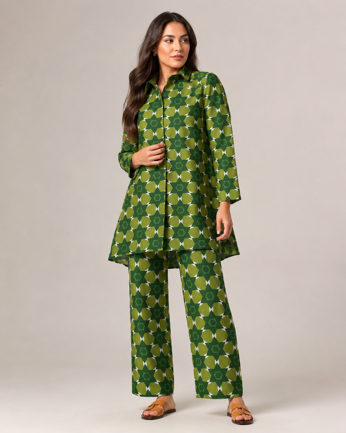 Naomi - Tweedelige Set met Vintage Print en Elastische Taille