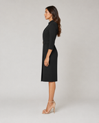 Nadia - Midi-jurk met Ceintuur en Lange Mouwen
