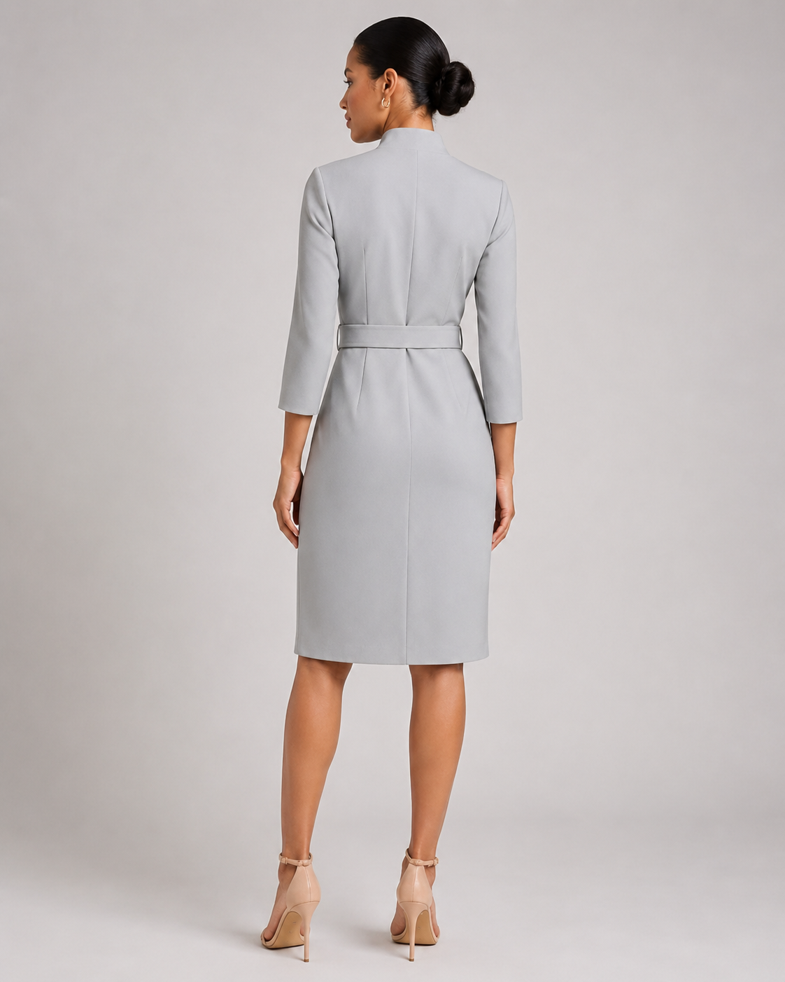 Nadia - Midi-jurk met Ceintuur en Lange Mouwen