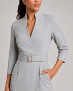 Nadia - Midi-jurk met Ceintuur en Lange Mouwen