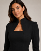 Nomi - Midi-jurk met Hoge Hals en Lange Mouwen