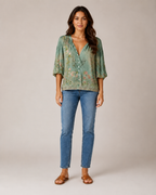 Nova - Blouse met Bloemenprint en Knoopdetail
