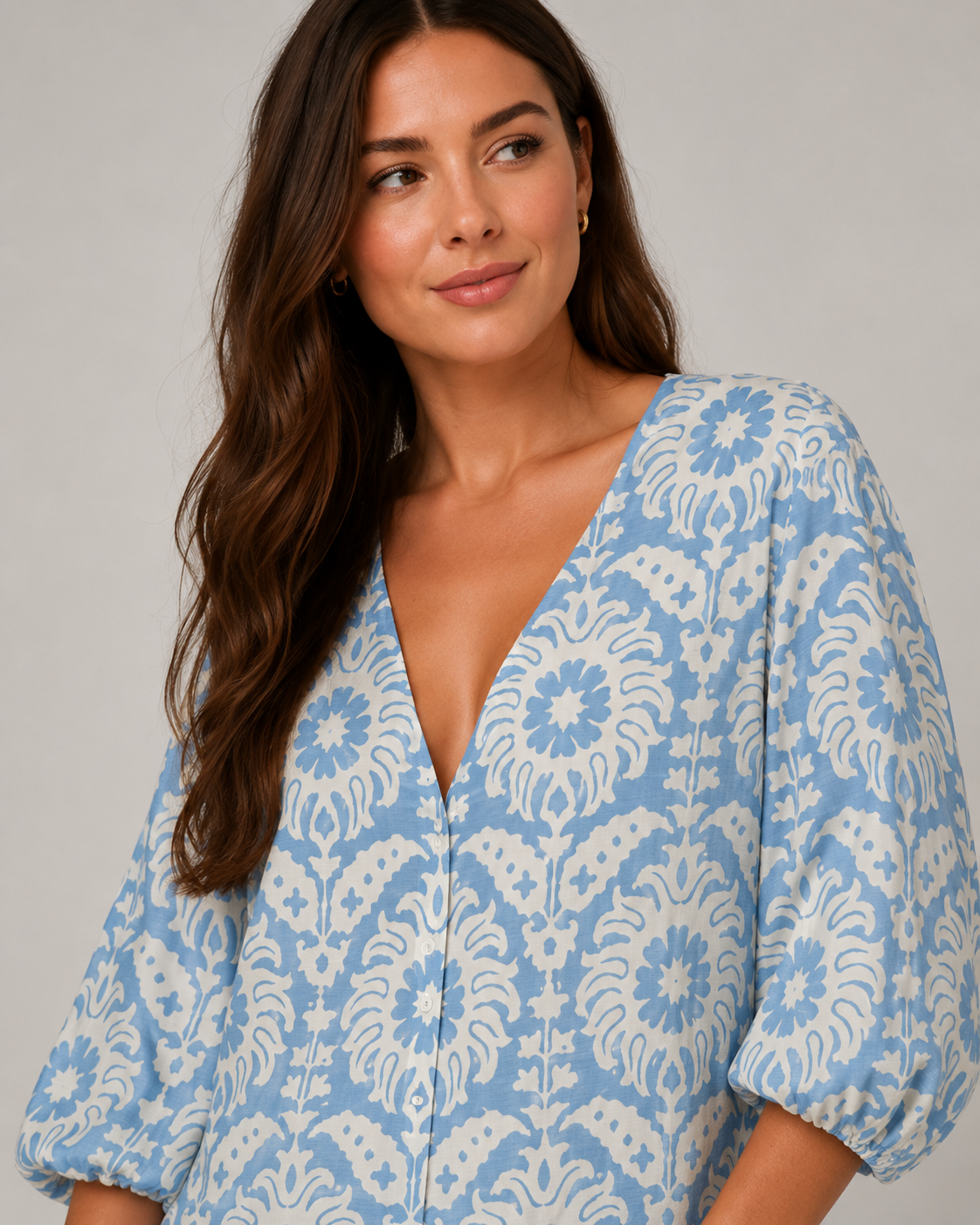 Nova - Blouse met Bloemenprint en Knoopdetail