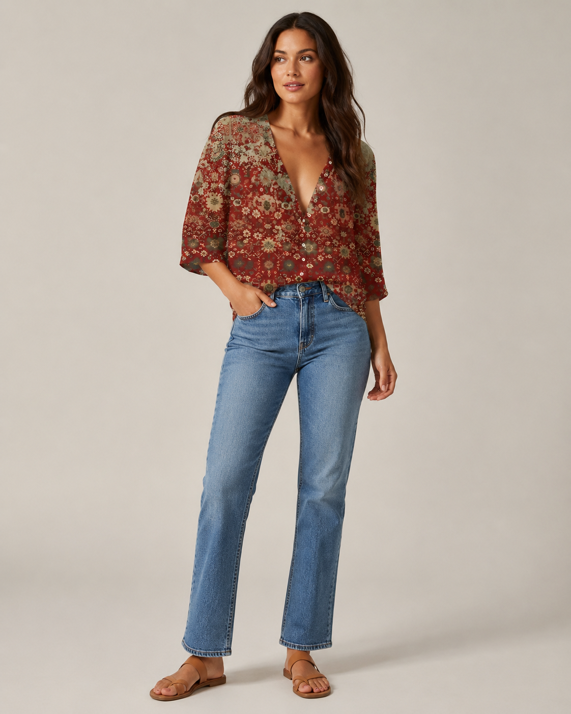 Nova - Blouse met Bloemenprint en Knoopdetail