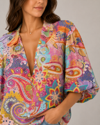 Nova - Blouse met Bloemenprint en Knoopdetail