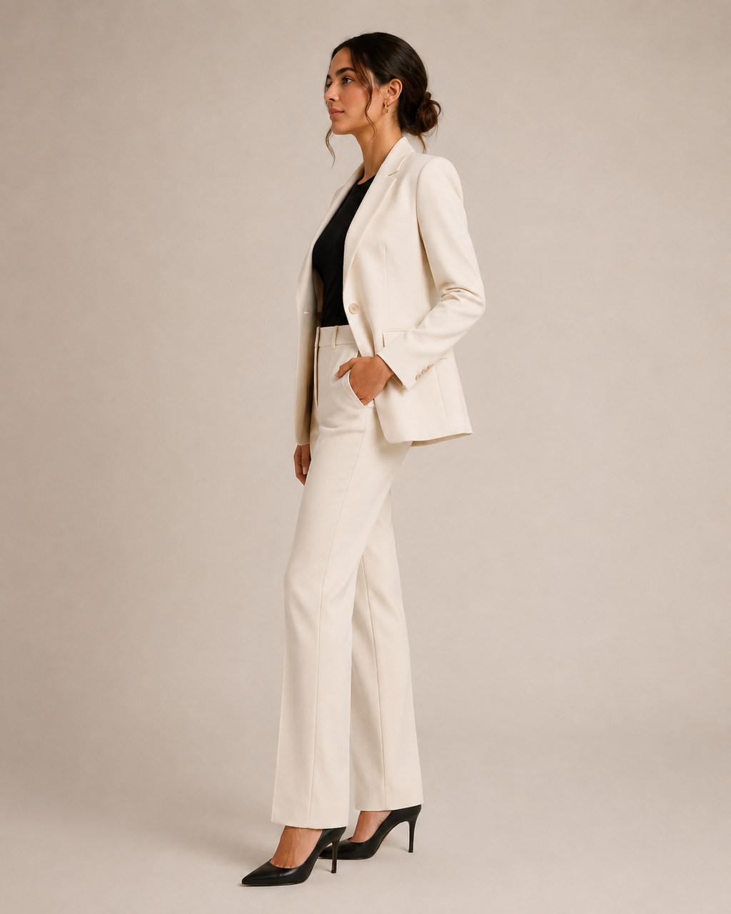 Nathalie - Tweedelig Damespak met Getailleerde Blazer en Rechte Broek