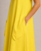 Nella - Monochrome Midi-jurk met Ronde Hals